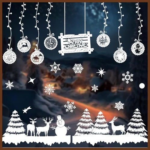 Vista 10 de KatchOn Adhesivos de Navidad para ventana, 242 piezas, calcomanías de vidrio para ventanas, decoraciones navideñas, adhesivos de invierno