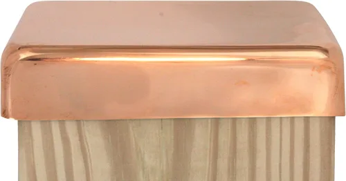 Vista 4 de Captiva - Tapa de poste superior plana de cobre 4 x 4 - Labio extendido - Cobre sólido - Will Patina naturalmente (3-1/2 x 3-1/2 pulgadas)