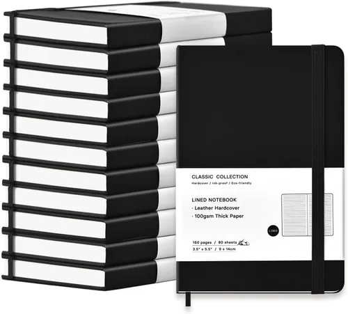 Vista 12 de Paquete de 6 cuadernos de bolsillo, cuadernos pequeños, mini bloc de notas con rayas universitarias, de tapa dura de cuero, para oficina, hogar