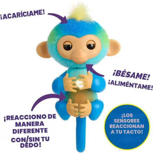 Vista 5 de Fingerlings 2023 NUEVO mono bebé interactivo reacciona al tacto – más de 70 sonidos y reacciones – Leo (Azul)
