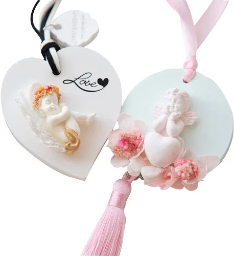 Vista 4 de Molde de decoración de pastel de ángel 3D, moldes de arcilla para fondant, molde de resina epoxi UV, molde de chocolate para bebé (2 unidades)