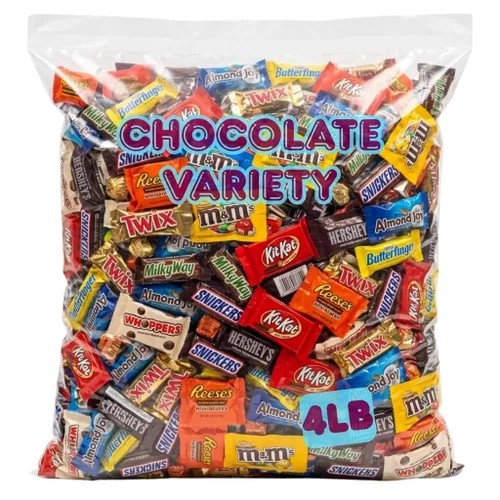 Vista 2 de Paquete variado de caramelos de chocolate a granel – Surtido de mini barras de chocolate y golosinas envueltas individualmente – perfecto para salas