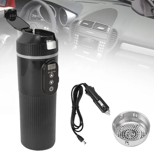 Vista 9 de HEEPDD Caldera de agua portátil de 12 V a 24 V, hervidor eléctrico de viaje de 16.9 fl oz con control de temperatura para preparar café y té