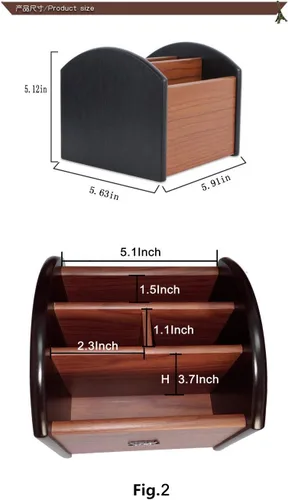 Rotating remote control holder, pen holder for desk,Wooden remote storage Organizer,TV remote control caddy@YCL872R Pen container