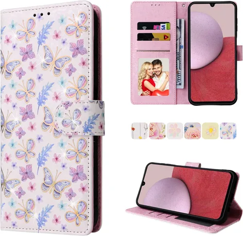 Vista 14 de UEEBAI Funda tipo billetera para Samsung Galaxy A16 4G/5G, cubierta de cuero PU con soporte, bloqueo RFID, funda flip con ranuras para tarjetas