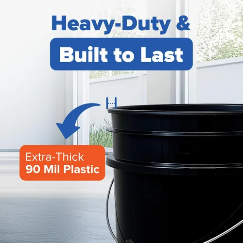 Vista 5 de ePackageSupply Cubo de 5 galones – Cubo de grado alimenticio, agarre de mango de metal, sin BPA, cubo de plástico HDPE resistente de 90 mil, Negro