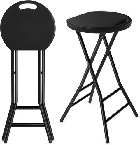 5Rcom Taburete plegable, paquete de 2 taburetes de bar plegables de 24 pulgadas de alto con asa, taburete plegable de metal y plástico para adultos