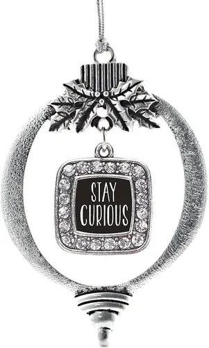 Vista 127 de Inspired Silver - Adorno de flor de iris - Adornos navideños con dije cuadrado de plata con joyas de circonita cúbica