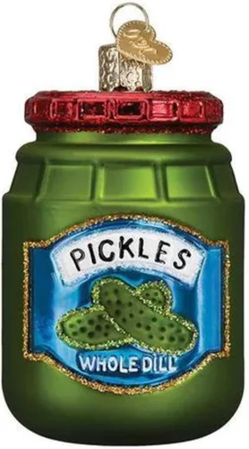 Vista 5 de Old World Christmas Adornos: Brillantes Pickle Vidrio Soplado Adornos para el árbol de Navidad (28093)