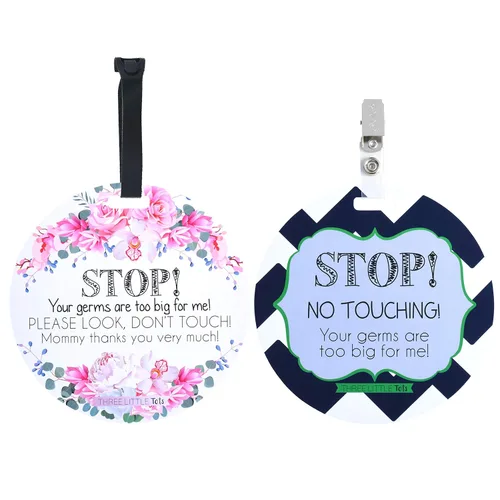 Vista 33 de Three Little Tots Paquete de dos señales de asiento de coche y cochecito de bebé en blanco y negro sin tocar - Seguridad probada por CPSIA