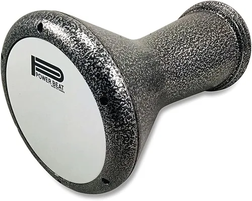 Vista 9 de Percussion" Gawharet El Fan Pro Metal Darbuka Drum Doumbek (negro/plateado + piel de pez)