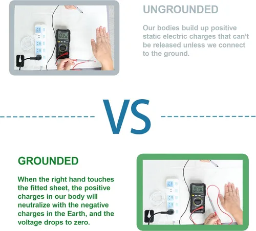 Vista 5 de Sábanas de Conexión a Tierra Queen, 10% fibra de plata pura + 90% algodón orgánico, sábanas de cama de bolsillo profundo con conexión a tierra.