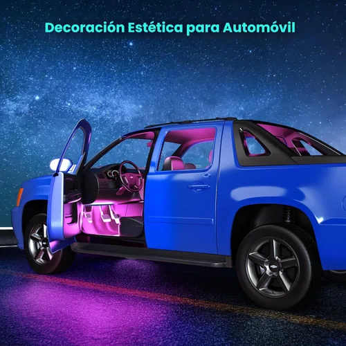 Vista 7 de Winzwon - Luces LED para el interior del automóvil (4 unidades), tira de 48 luces LED para automóvil, con puerto USB, control por aplicación