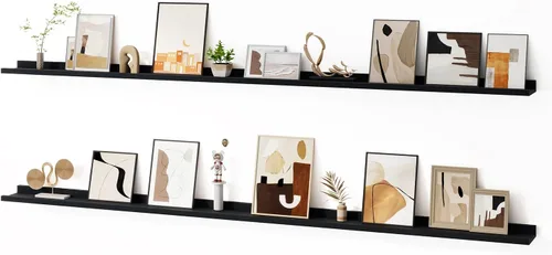 Vista 47 de Fun Memories Floating Picture Ledge Shelves, Wall Mounted Wood Storage Shelf for Bedroom, Living Room, Bathroom, Kitchen, Nursery, Display Picture