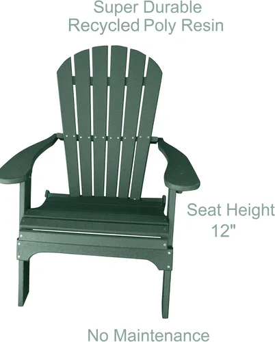 Vista 4 de Phat Tommy Silla Adirondack plegable – Silla Adirondack de polietileno de polietileno de alta densidad – resistente plástico reciclado – Muebles