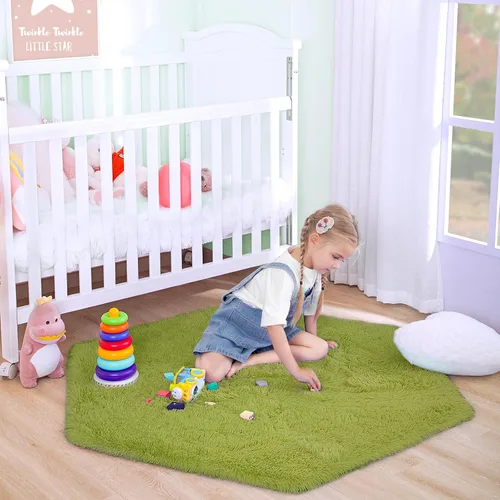 Junovo - Alfombra ultra suave para cuarto de bebé, habitación de bebé, decoración del hogar, dormitorio, alfombra hexagonal para casa de juegos,