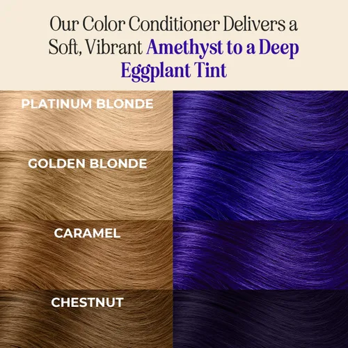 Vista 3 de INH Tinte semipermanente para el cabello, acondicionador de depósito de color, tinte de cabello morado oscuro amatista, sin blanqueador, sin