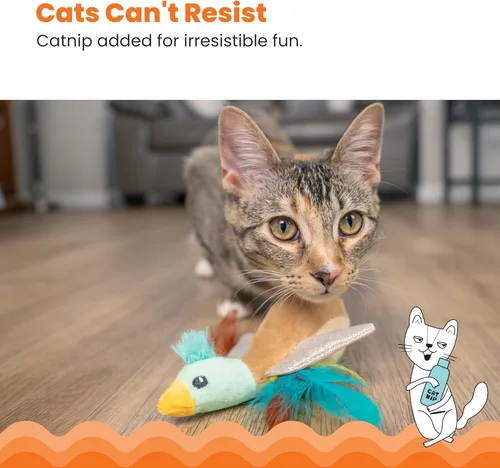Vista 5 de Catstages Flapperz Pato de Peluche Juguete Interactivo con Hierba Gatera para Gatos