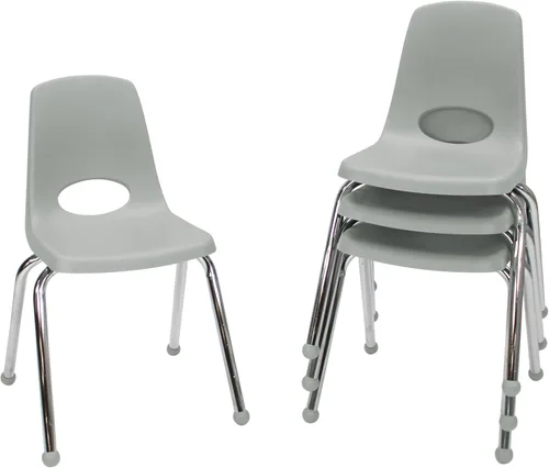 Vista 47 de FDP - Silla escolar apilable de 14 pulgadas, asiento apilable para estudiantes con patas de acero cromado y deslizadores giratorios de nailon