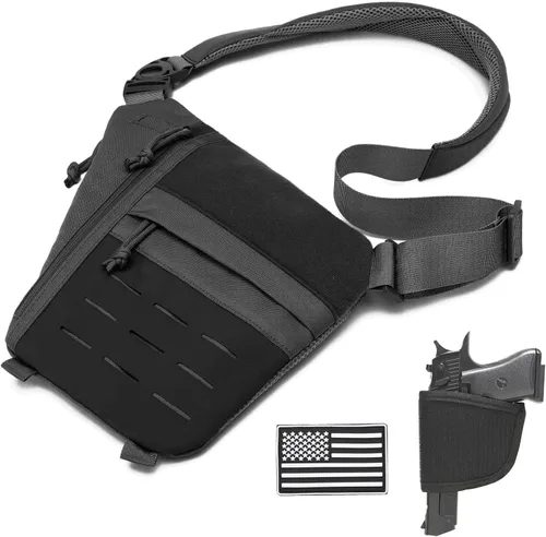 Vista 10 de Tactical Crossbody Sling Bag for Men, Conceal Carry Gun Bag CCW Shoulder Chest Pack Valcen Personal Pocket Women