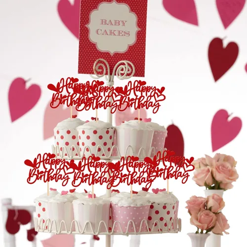 Vista 6 de 24 piezas de decoración para cupcakes con purpurina de dulce amor corazón Be Mine San Valentín para el día de San Valentín, fiesta de cumpleaños