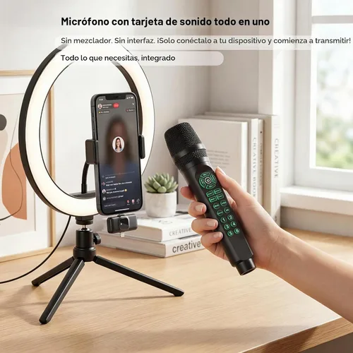 Vista 2 de MC9 Online Karaoke Microphone for Phone/PC, Live Streaming Microphone Set