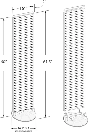 Vista 3 de Azar Displays 700440-BLK, EXPOSICIÓN DE PISO DE PEGBOARD DE DOS CARAS BASE DE ESTUDIO REVOLVANTE REDONDO NO REVOLVANTE. Tamaño del panel: 16 Negro