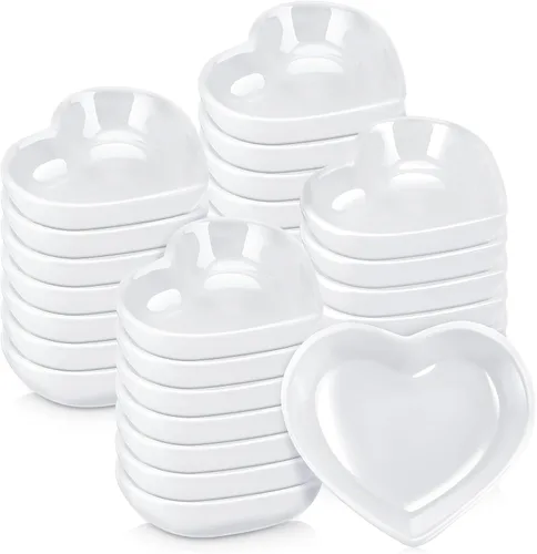 Vista 7 de Zopeal 12 cuencos en forma de corazón, platos de cerámica, platos de corazón, plato multiusos para ensalada, aperitivo, regalo de cocina para salsa