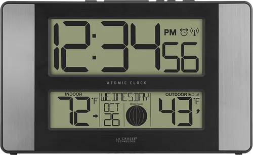 Vista 9 de La Crosse Technology Reloj digital de pared/mesa atómico, 11.1 x 6.5 pulgadas (513-1417BS)
