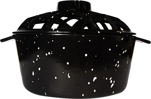 UniFlame Vaporizador superior de celosía recubierto de porcelana, color negro con manchas blancas
