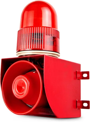 Alarma industrial de sonido y luz - LED estroboscópica luz de advertencia cuerno fuerte sirena de seguridad al aire libre 25W 120dB DC12V