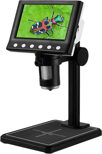 Vista 4 de DM7 Microscopio de monedas de 4.3 pulgadas, HD 720P, microscopio digital LCD de 4.3 pulgadas para colección de monedas, lupa de monedas 50X-1000X