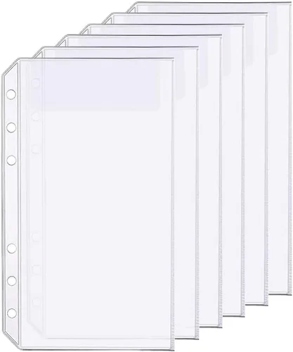 Vista 34 de Paquete de 6 carpetas A6 con 6 agujeros con cremallera, carpetas de plástico con cremallera, impermeables, 6 agujeros, con cremallera, bolsas