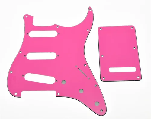 Vista 21 de KAISH Guardabarros de 11 agujeros estilo ST/Strat, SSS, con placa trasera ST, cubierta de trémolo para Stratocaster/Strat Gold Pearl de EE.