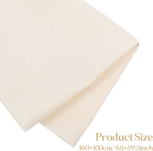 Vista 2 de Tela de muselina de algodón de 63 x 40 pulgadas, tela de lino de muselina sin blanquear, telas de muselina de algodón natural beige para coser ropa