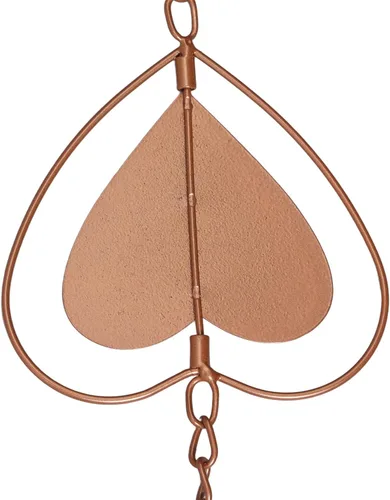 Vista 8 de Jeanoko Cadena de lluvia de metal, función de drenaje, carillón de viento decorativo en forma de corazón con gancho, cadena de atrapador de lluvia
