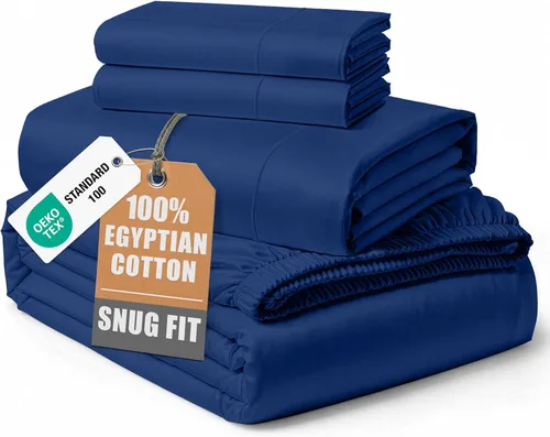 Vista 19 de LANE LINEN - Sábanas individual 100% algodón egipcio suave, cómodo y grueso de calidad de hotel, costuras reforzadas totalmente elásticas, sin