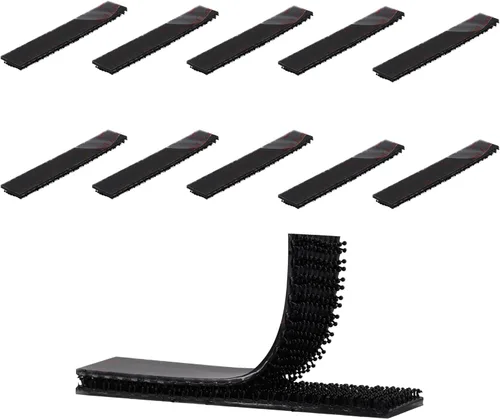 Vista 14 de Cierre resellable de doble bloqueo SJ3550 1" x 1" 10 piezas, cinta adhesiva de gancho en forma de hongo, negro, resistente para montaje de soporte