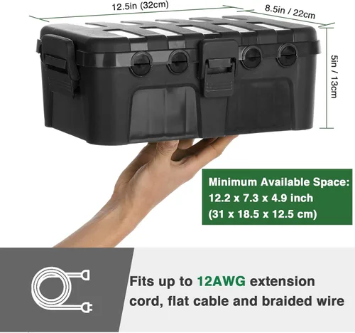 Vista 7 de Paquete de 3 fundas de seguridad para cable de extensión con sello impermeable, caja eléctrica grande para exteriores, cubierta de cable