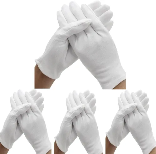 24 piezas (12 pares) de guantes de algodón blanco para hidratación de manos secas, cosmética, eczema, spa de manos e inspección de monedas y joyas,