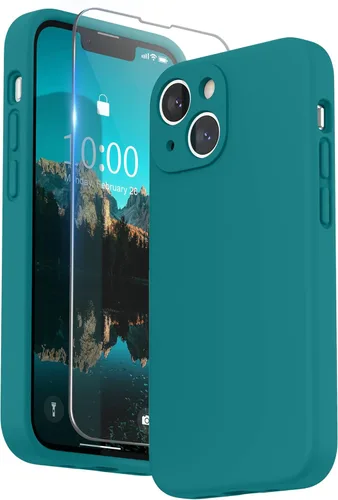 Vista 32 de SURPHY Funda compatible con iPhone 13 Mini con protector de pantalla, (protección de cámara y forro de microfibra suave), funda de silicona líquida