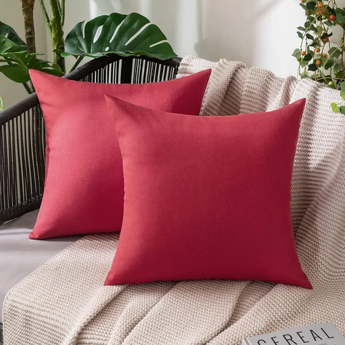 Vista 7 de MIULEE - Paquete de 2 fundas de almohada decorativas para exteriores, impermeables, sólidas, de lino, para jardín, granja, para patio, tienda