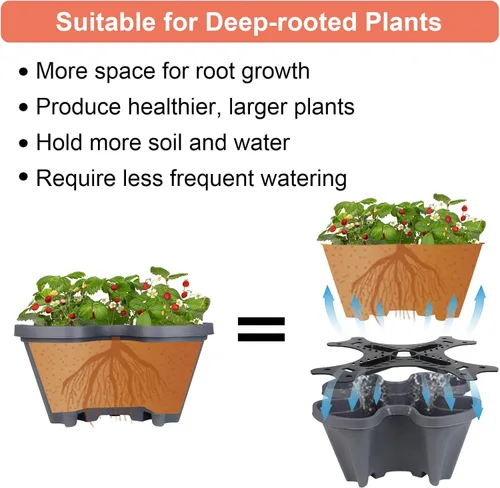 Vista 2 de GameXcel Maceta vertical – Macetas apilables de 5 niveles con ruedas y herramientas, macetas para plantas de fresa, hierbas, flores y verduras, uso