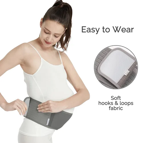 Vista 5 de NeoTech Care Cinturón de maternidad ajustable, ligero y transpirable, banda de apoyo para el vientre para mujeres embarazadas (gris, tamaño regular)