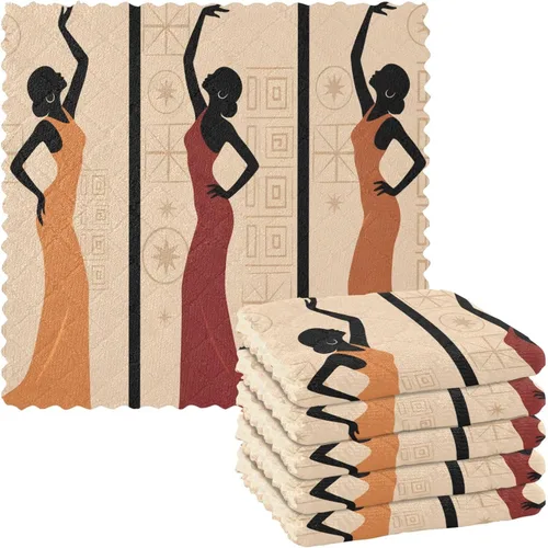 Vista 12 de ALAZA Ancient Egypt Culture - Juego de 6 paños de cocina para mujer, paños de cocina lavables de secado rápido, paño de limpieza reutilizable, 11 x