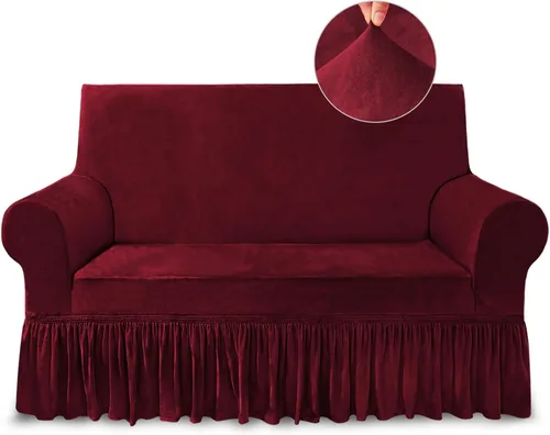 Vista 53 de NICEEC Funda para Sofá de Dos Plazas Súper Suave de 1 Pieza Color Café Claro Funda Elástica para Sofás de Dos Plazas Elástica Universal de Spandex