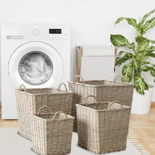 Vista 4 de Cape Cod - Cestas de mimbre, juego de 4, sauce tejido (Salix) marrón pálido, natural, 21.75, 19, 16.25 y 13 pulgadas de alto