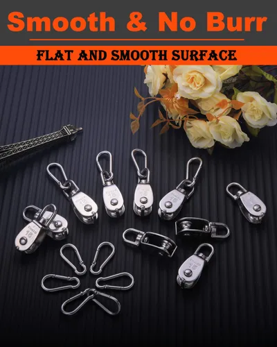 Vista 5 de 5 piezas bloque de polea simple M15, polea de grúa de elevación de acero inoxidable 304, rueda de polea colgante de cuerda de alambre, con 5 piezas