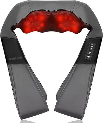 Vista 10 de Nekteck - Masajeador de cuello para alivio del dolor de tejido profundo, masajeador Shiatsu de espalda con calefacción elegible para FSA, almohada