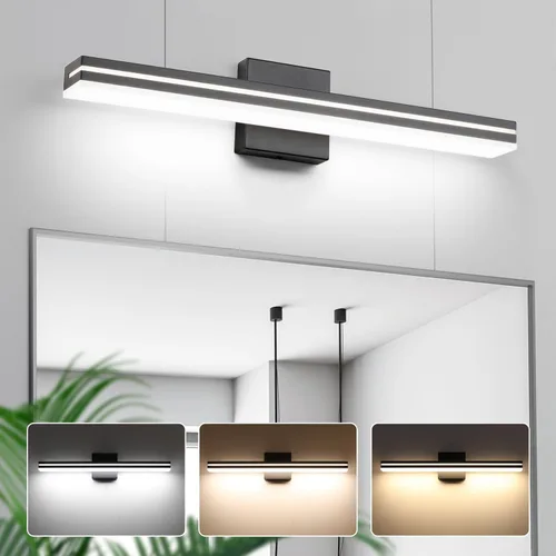 Vista 13 de SineRise - Lámparas LED modernas para tocador de baño (40,6 cm, 3000K/4000K/6000K, regulables), lámparas de pared modernas de acrílico cromado